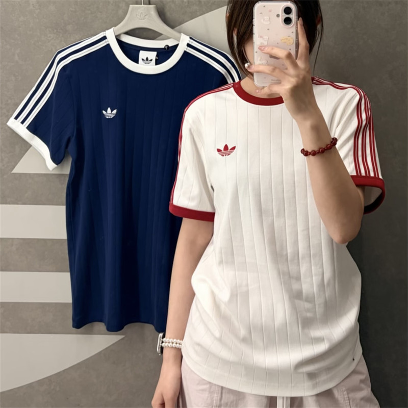 Adidas Trefoil Men's and Women's Sports Casual Trendy Retro Striped Short-Sleeved T-Shirt Ks7449 Kx1982
