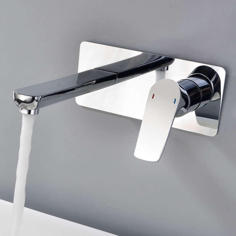 Belode all-copper dark into wall-type pre-buried box cosmetic room cold and hot water hotel wash basin faucet