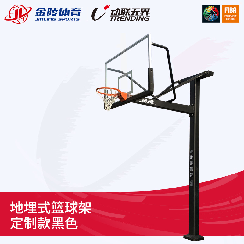 JINING Gold Mausoleum Basketball Stand Adult Golden Mausoleum Sports Stationary Single Arm Basketball Stand Black Column Ground Buried