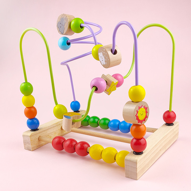 Baby boy around Pearl string of beads Puzzle Force Brain Toy Building Blocks Boy Girl 0 Babies 1-2-3 Years Early