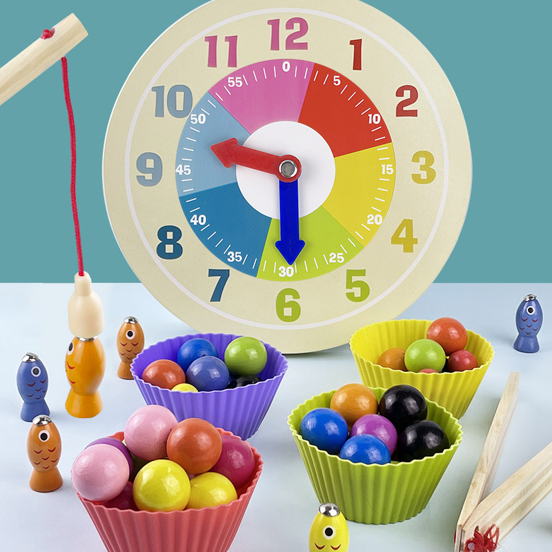 Children fishing Learn clip chopsticks beads Puzzle Power Toy Clock 3-4-year-old Kindergarten Montets Early Education Special Note 2-Taobao