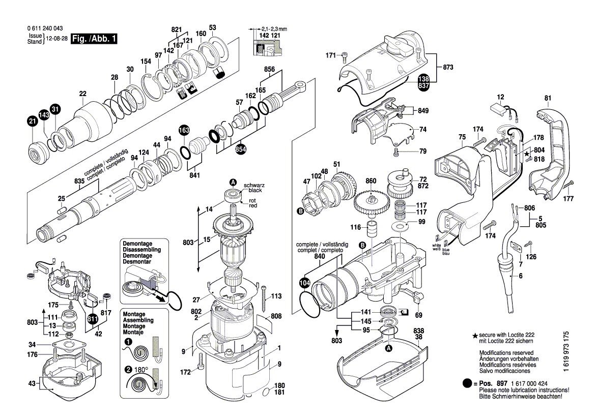 Bosch GBH5-38D electric hammer original load transfer stator carbon brush roller pin piston switch power tool spare parts-Taobao