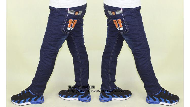 Quần jeans bé trai mùa thu đông 2018 cộng với quần cotton dày trong quần trẻ em lớn quần mùa đông trẻ em quần áo trẻ em xuất khẩu