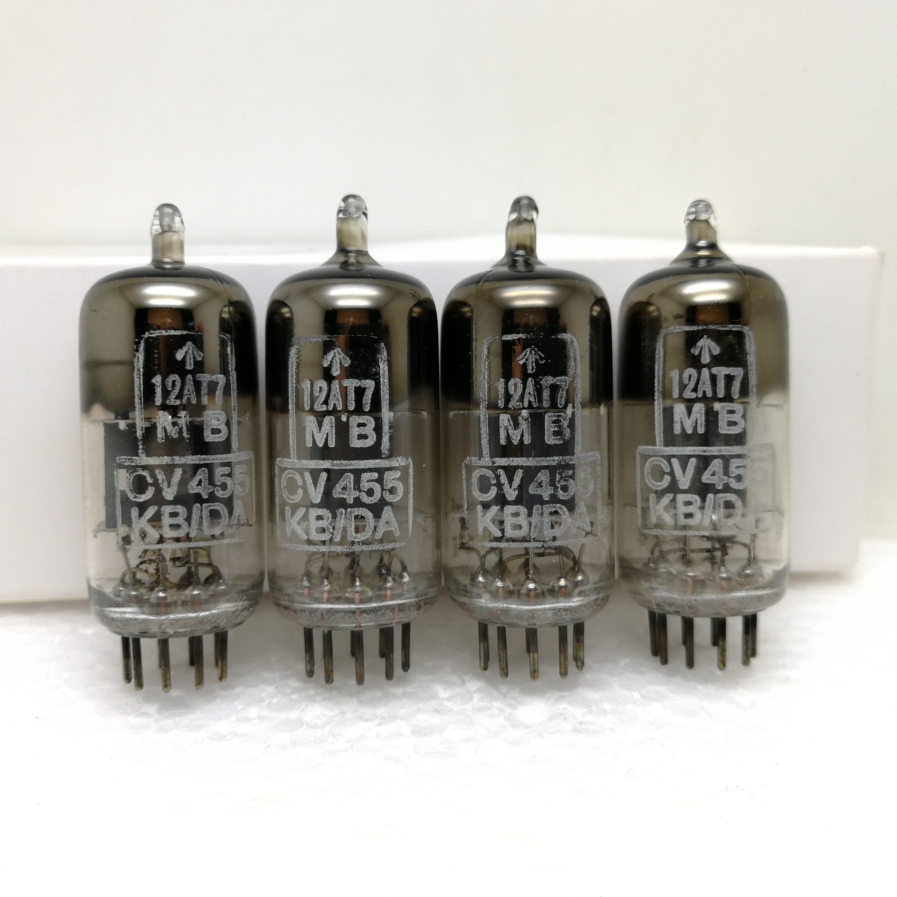 Wrinkled glass square ring brand new 56 years British Mullard CV455 12AT7 ECC81 ECC801S vacuum tube