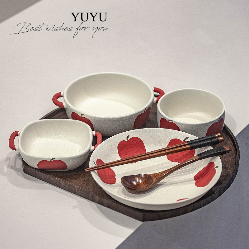 Creative Retro Rustic Ceramic Single-Serving Tableware Set for Home, Guesthouse, and Commercial Use, Including Bowls, Plates, and Chopsticks, Suitable for Postpartum and Weight Loss Dieting Creative Retro Rustic Ceramic Single-Serving Tableware Set for Home, Guesthouse, and Commercial Use, Including Bowls, Plates, and Chopsticks, Suitable for Postpartum and Weight Loss Dieting