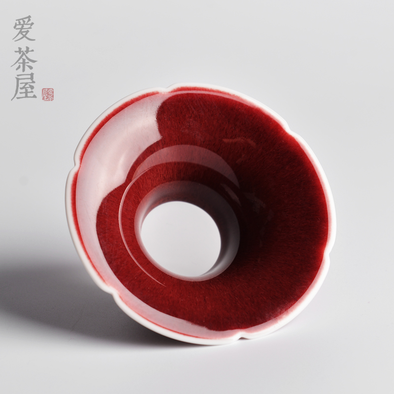 Love tea house Lang red glaze flower-shaped tea drain filter Handmade ceramic tea filter Jingdezhen Gongfu tea accessories Tea ceremony