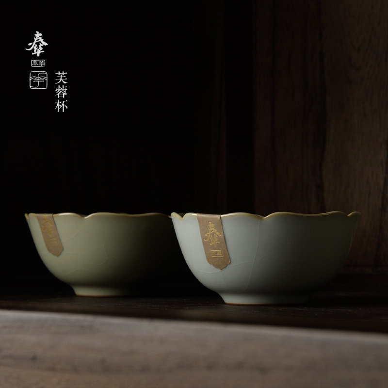 Fenghua Kiln tea set Ruyao open piece Hibiscus cup Tea cup Master drink cup Individual cup Guest Cup Kung Fu Tea Road