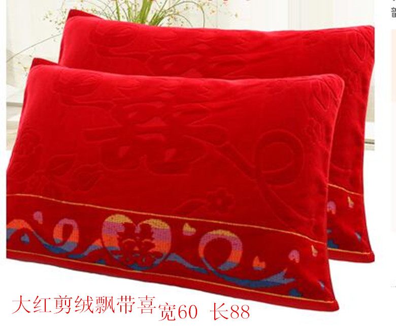 Ưu đãi đặc biệt bông gối cưới cặp đôi sản phẩm mới lớn khăn cưới màu đỏ lớn đôi vợ chồng mới cưới hạnh phúc đôi khăn trải gối