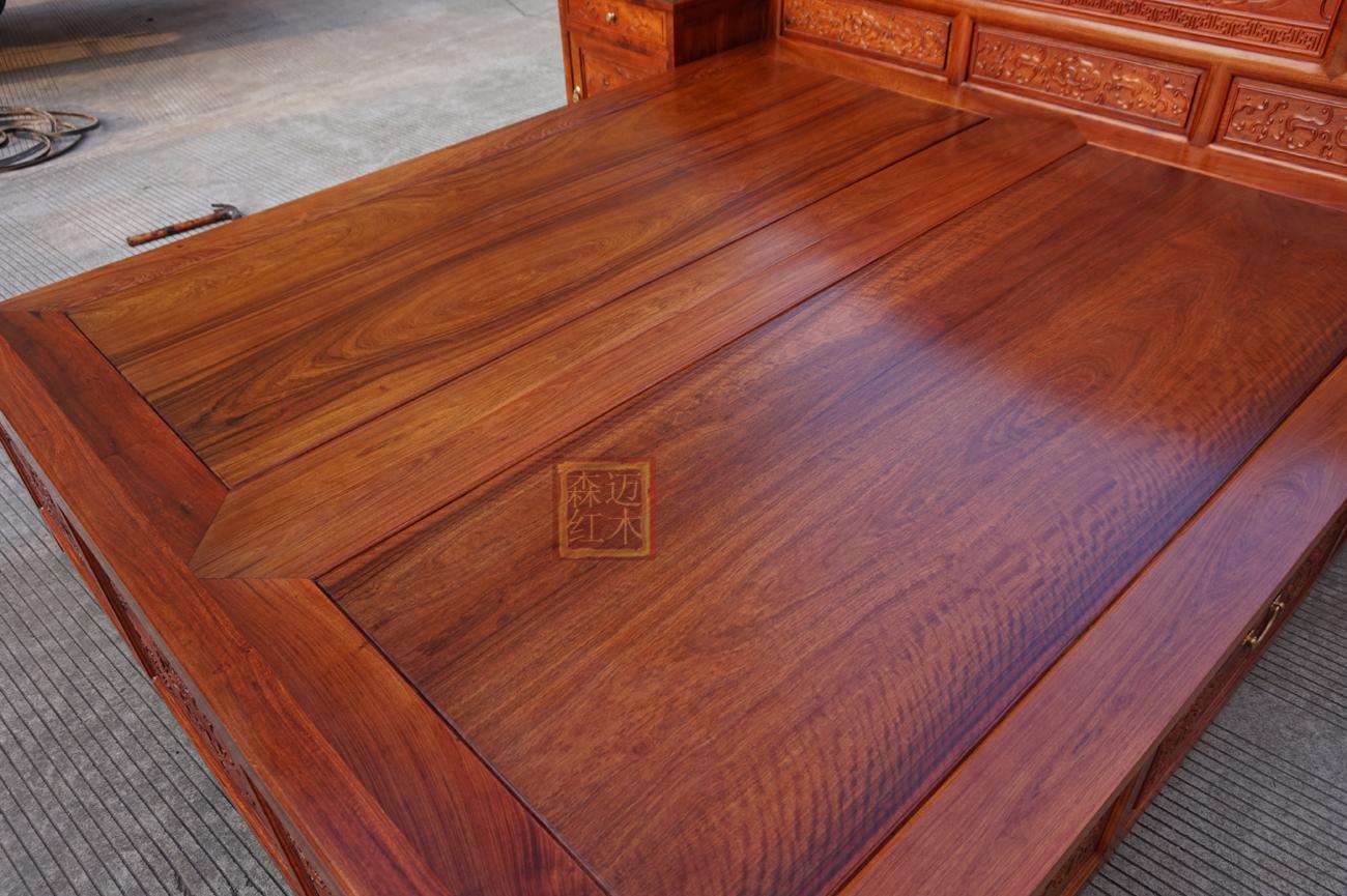 Myanmar lê trái cây lớn gỗ gụ gỗ hồng mộc giường backgammon cảnh giường gỗ chạm khắc với ngăn kéo bộ sưu tập thực tế - Giường giường tầng cho bé gái