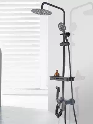 Black shower shower kit bath nozzle home thermostatic bathroom cosmetic room shower all copper wall type