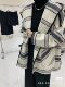 100% wool coat Korea Dongdaemun style striped hooded cape coat gold label personalized wool coat