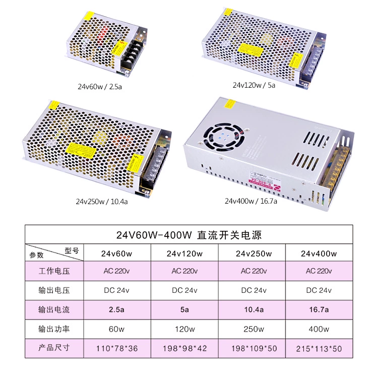 Bộ nguồn chuyển mạch 220v sang 24v 2a5a10a16a giám sát dải đèn led dc12v Biến áp DC 60w400w