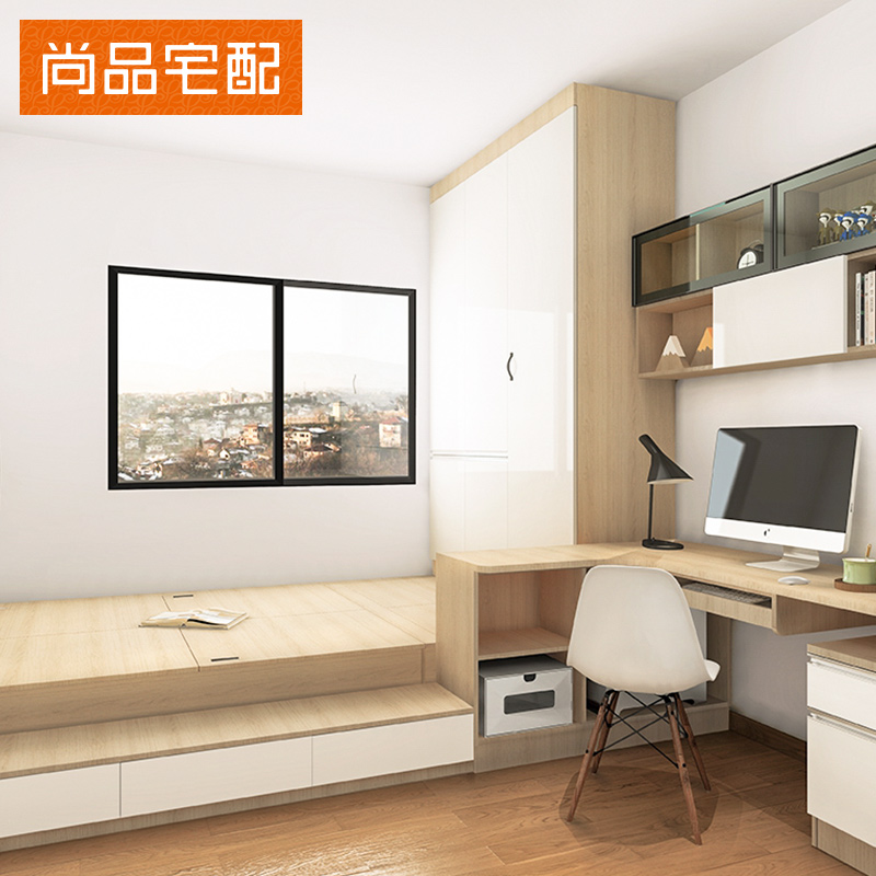 Shangjin House with tatami custom Japanese floating window tatami overall multi - functional bookcase desk combination customized