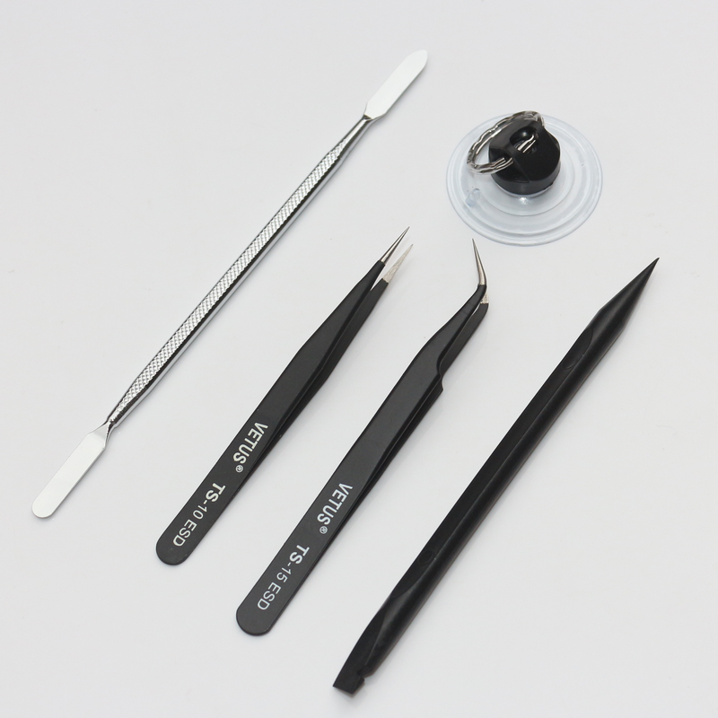 Mobile phone notebook repair disassembly tools Metal plastic disassembly rod Anti-static straight elbow tweezers strong suction cup