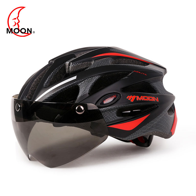 Moon cycling windshot helmet road mountain car safety hat bicycle glasses one molding bicycle equipped man
