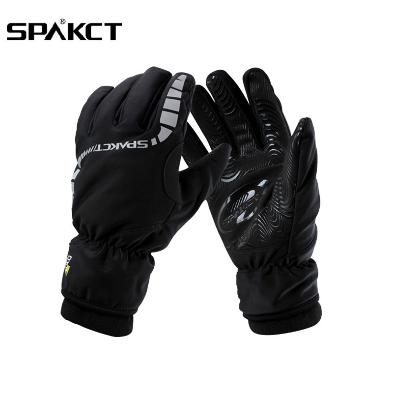 Spakct Bicycle Full Finger Riding Gloves Autumn and Winter Windproof and Cold Warm Fleece Gloves for Men and Women