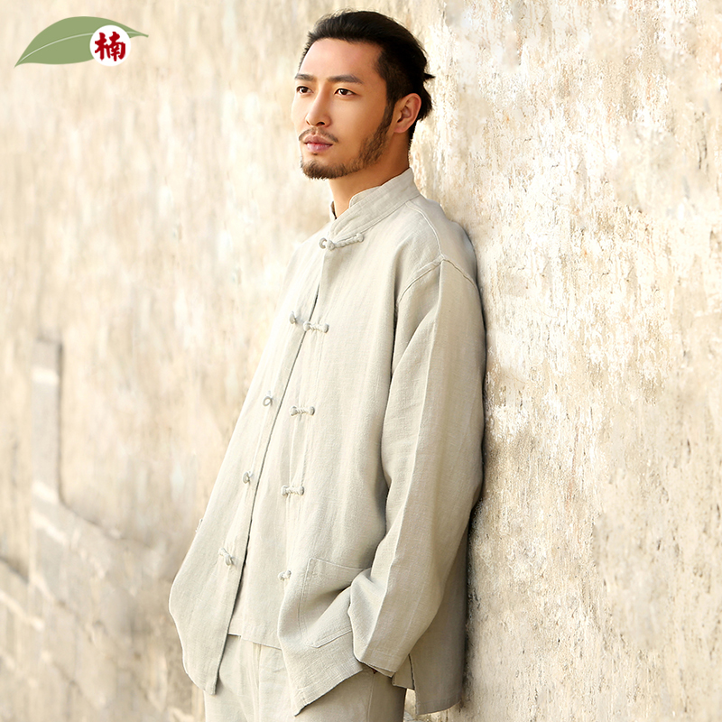 Nan Ma Tang costume Chinese style men's spring antique coat cotton hemp men's retro Chinese disc buckle improved cardigan