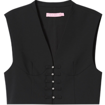 SALT P Keyan v-neck college style retro national style new Chinese style disc buckle short vest 2024 autumn new style