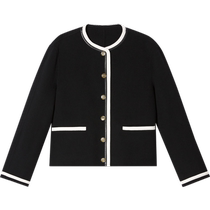 Psalm specially selected round neck contrast welt retro college wool small fragrance woolen jacket 2024 new autumn style