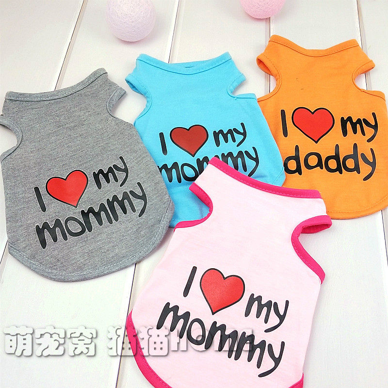 I love mom dad pet spring and summer vest teddy clothes spring small dog cat dog summer thin section