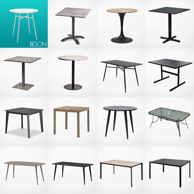 Folding table outdoor glass long table aluminum alloy wrought iron round table plastic wood milk tea shop simple dining table leisure tea table