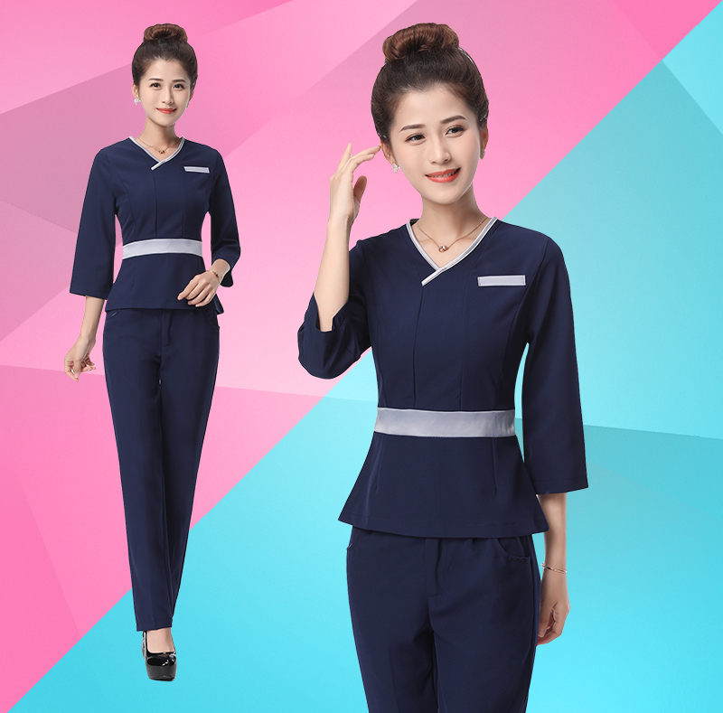 Làm đẹp workclothes phụ nữ Hàn Quốc phiên bản của quần áo mùa hè tắm ngắn sleevefoot kỹ thuật viên xưởng spa bộ chăm sóc da sức khỏe vẻ đẹp quần áo