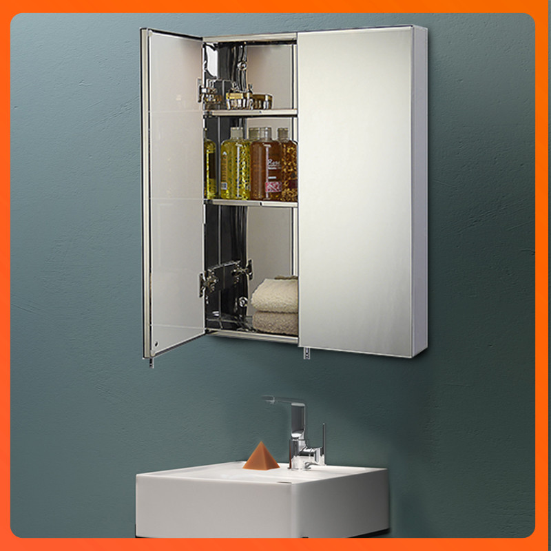 Dressing room Stainless Steel Bathroom Mirror Cabinet Hanging Wall-Free Perforated Dresser with shelf Jane about modern