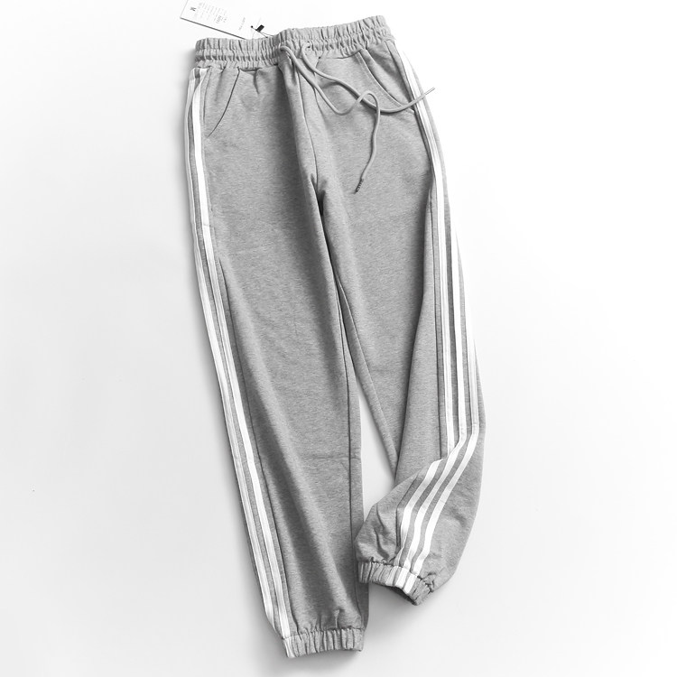 F430 Side Stripe Drawn Cord Tightness Waist Bunches Pants Feet Autumn Winter New 100 Hitch Casual Pants Woman PANTS LEATHER PANTS