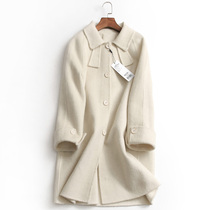 U819 pure color turning over long sleeves single row of buckle double face Son Coat Winter New long sleeves Womens woolen sweater