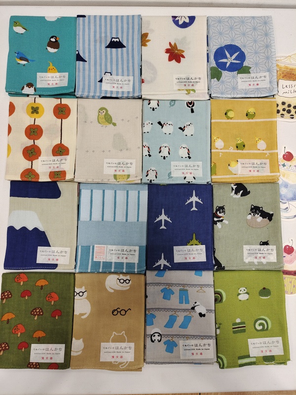 In Stock, Made in Japan, Imported Hinomoto Pattern Hand Towel, Cotton Handkerchief, Thin Japanese-Style Placemat, Cat, Shiba Inu, Samurai