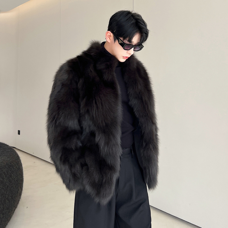 Jkn Fox Fur Sheepskin Coat Men's Genuine Leather Fur Coat Winter New Style Fur Integrated Korean Version