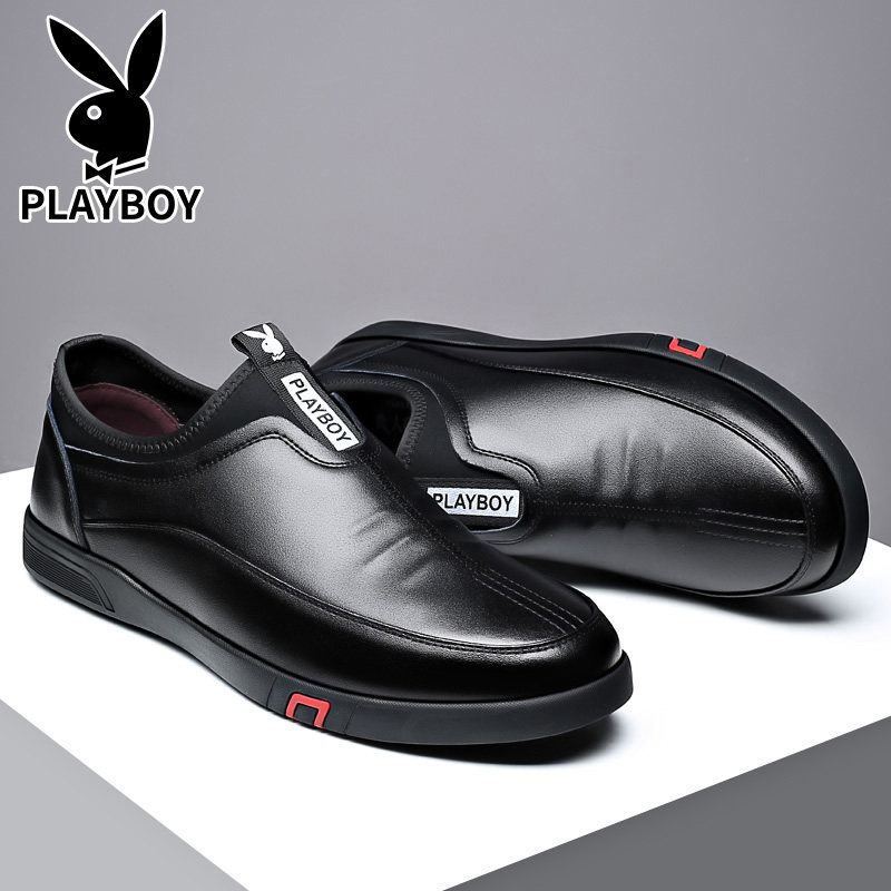 Playboy men's shoes 2022 new spring men's breathable casual leather shoes leather business all-match shoes men's fashion