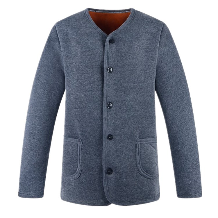 Trung niên cũ lót ấm cardigan bên ngoài mặc hở cắt mở bông cũ người đàn ông áo khoác mùa thu áo khoác phụ nữ nam cộng với nhung dày.