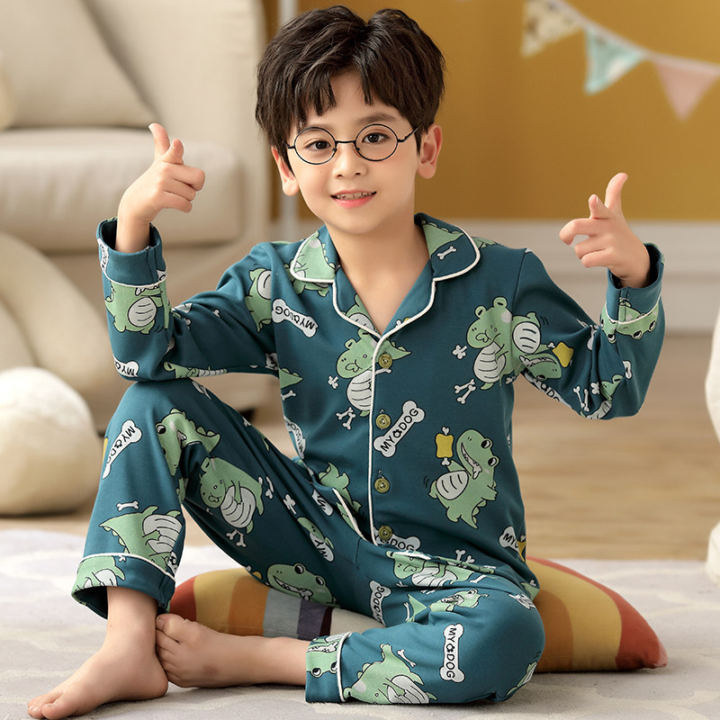 Pure Cotton Children Sleepwear Spring Autumn Summer Boy Baby Long Sleeve Full Cotton Student Teenagers CUHK Home Cover Suit