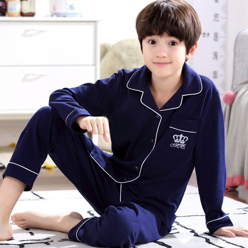 Children's sleepwear boys autumn long sleeve cotton boys cotton zhong da tong tracksuit men 3-15 years old suit