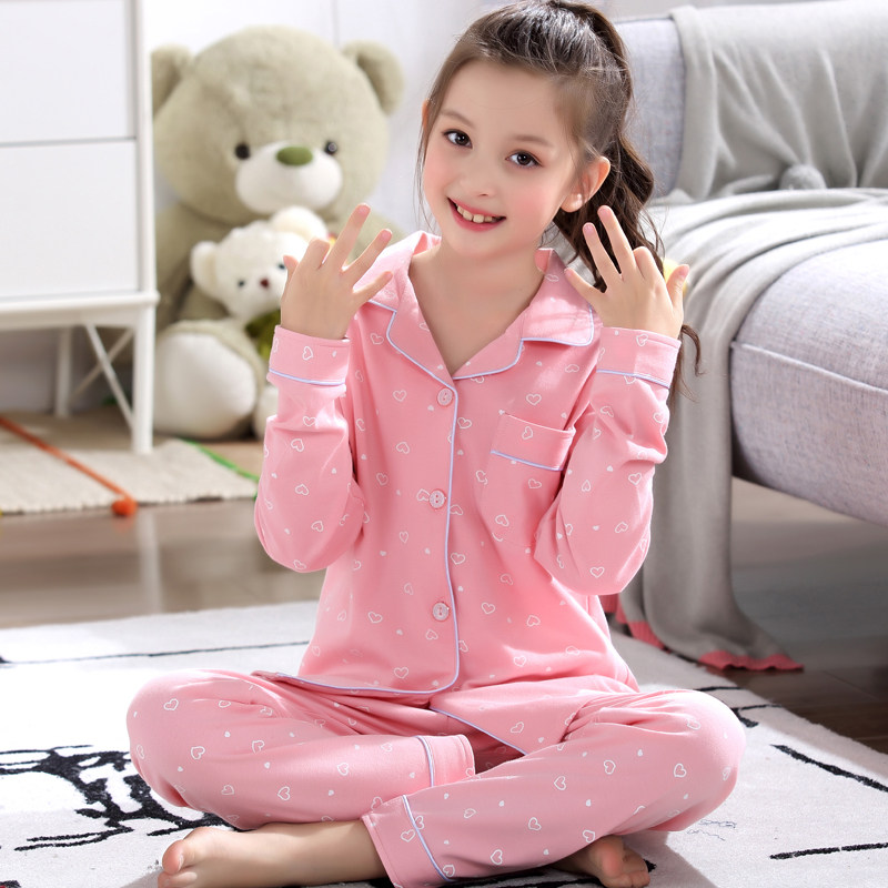 Child Sleepwear Woman Long Sleeve Pure Cotton Suit Fall Cute Princess Baby Cartoon Girl Girl's home for the autumn and winter