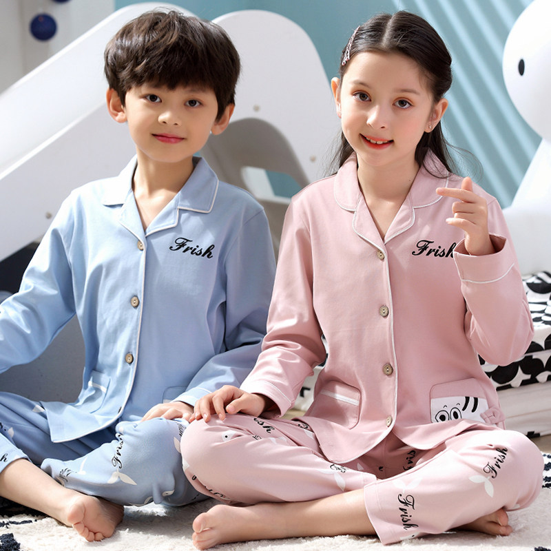 Children's pajamas girls spring and autumn middle-aged children's boys' home clothes autumn baby girls' home clothes cardigan suit