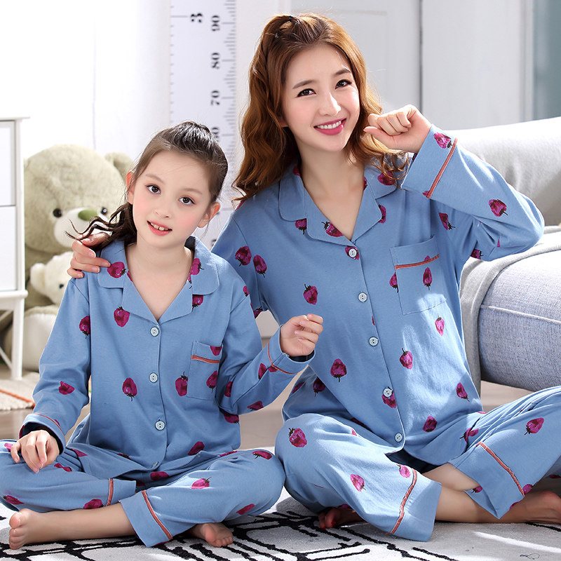 Parenting Mother Girl Child Pyjamas Girl Pure Cotton Long Sleeve Spring Autumn Little Girl Baby Fall Thin suit Home Suit Home