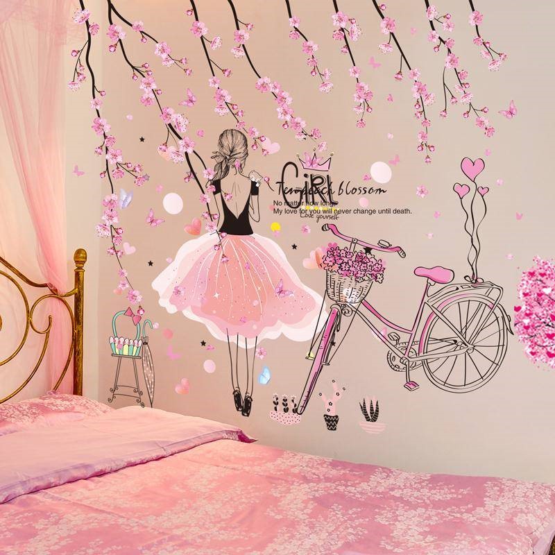 Net red wall stickers ins wind girl heart child bedroom dormitory room bed head decoration Wall stickers Wallpaper self-adhesive