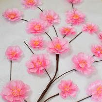 Small peach blossom wedding silk flower photo studio photography background fake peach flower decoration arch performance decoration props Flower
