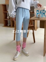 Two ZZ Korea Dongdaemun Spring Festival Tightness High Waist Thread 7 Points Casual Hitting Bottom Pants 2050