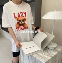 (two) ZzZ Korea Dongdaemun Spring Festival Little Bear Letters Round Collar Short Sleeve T-shirt 2046