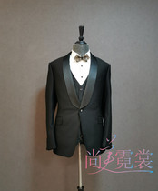 Mens black green fruit collar large size large suit Annual Meeting banquet host suit Beijing physical store rental