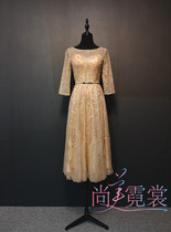 Rent 2019 new wedding toast gold custom long sleeve short dress party dinner dress