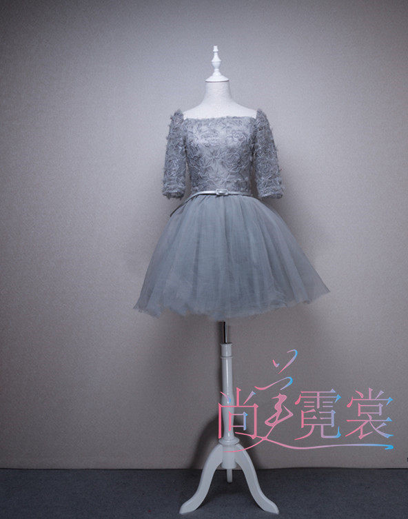 Rental short puffy dress skirt female gray high and middle school students host recitation dress skirt Beijing physical store