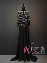 Heavy Industry Black Evening Dress Plus Size Pneumatic Banquet Reception Noble Elegant Dress Custom Dress for Rental