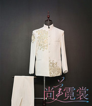 Tunic embroidered youth costume cantata costume White male choir embroidered Chinese stage costume rental