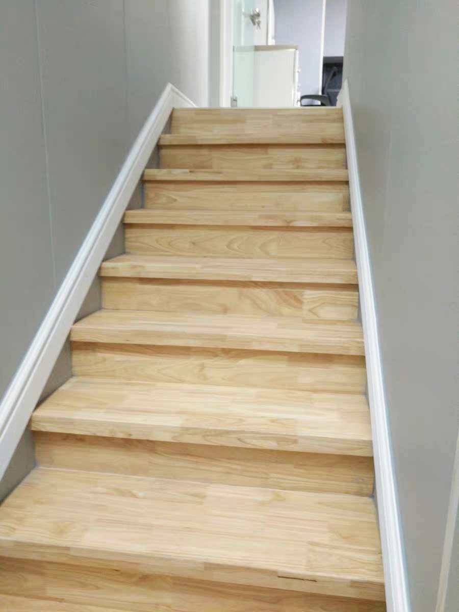 Thai rubber wood steel frame package cement solid wood stair pedal loft villa stair step board custom DIY