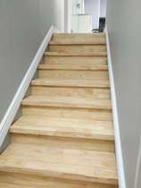 Thailand rubber wood steel frame package cement solid wood stair tread Loft villa stair board Stepping board custom DIY