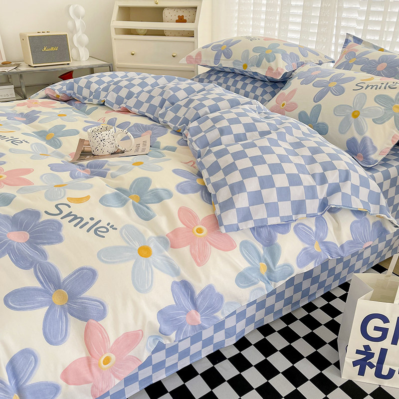 Crushed flowers All cotton Four sets Four Seasons Nantong Home 100% pure cotton twill bed linen bed Bamboo Hat Bed Three Sets-Taobao